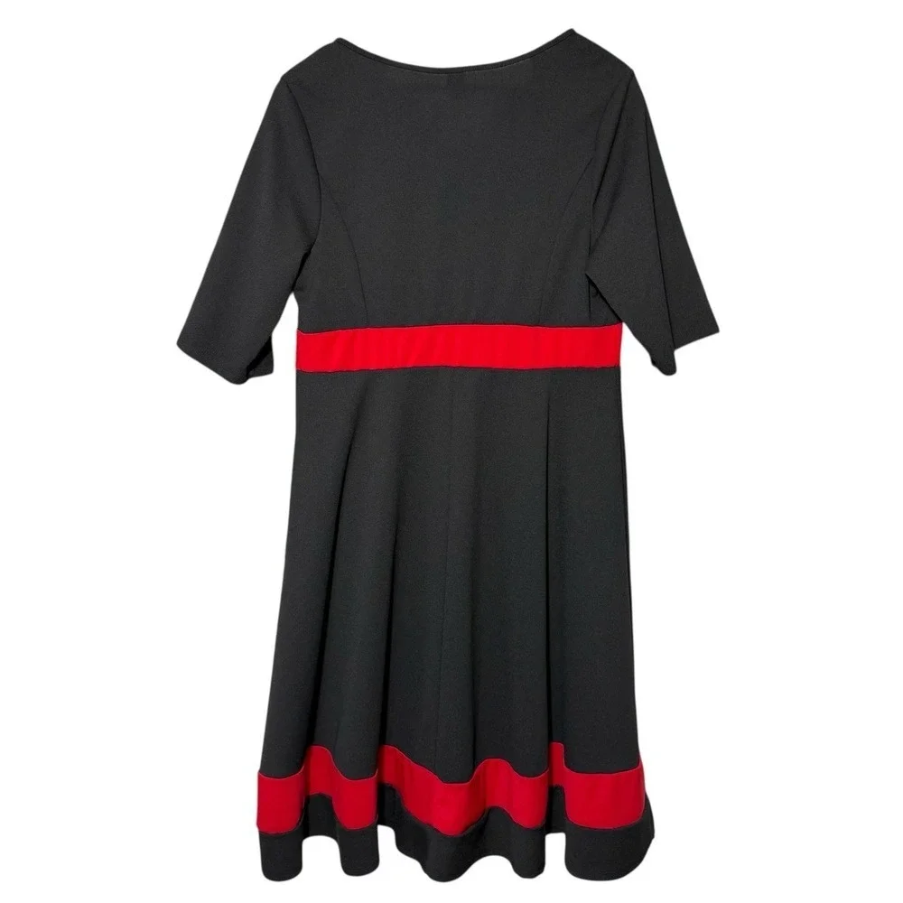 SHEIN Curve Black Red Fit & Flare Business Causal Maxi Dress Stretch Size 1XL